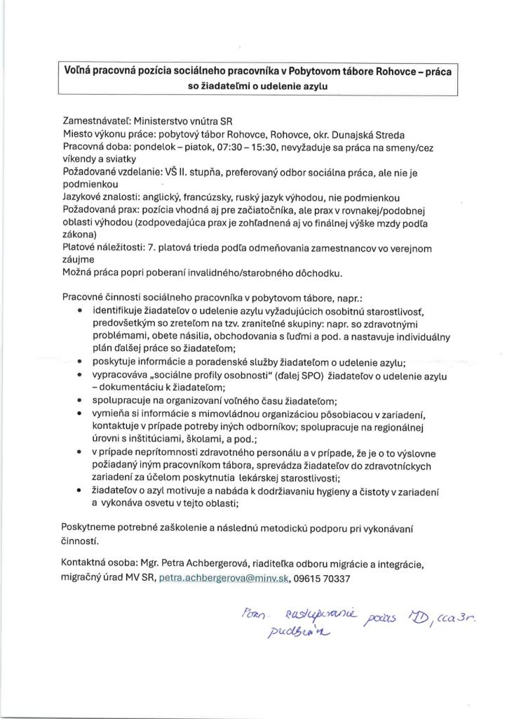 Voľná pracovná pozícia